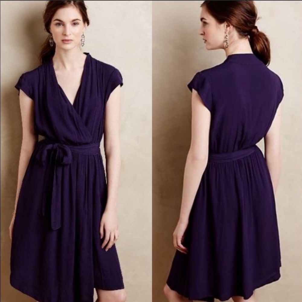 Anthropologie Maeve Purple Noronha Wrap Dress